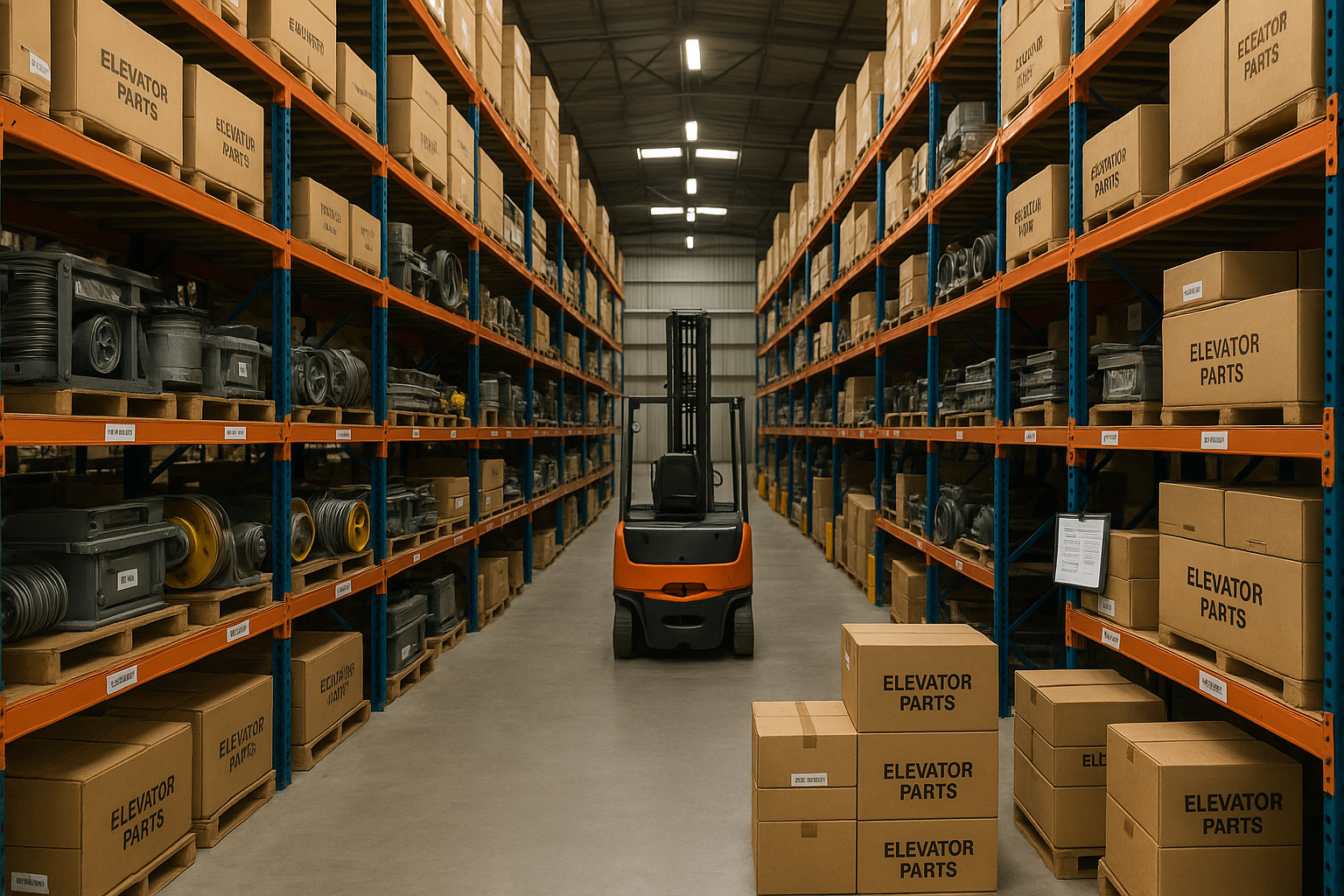 Elevator parts storage and logistics